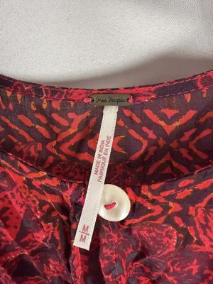 Free People Women Cotton Top Red Gotta Have You Tunic Floral Oversized M thumbnail 5