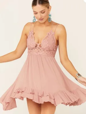 NWOT Free People Adella Mini Dress Dusty Rose size Small thumbnail 7