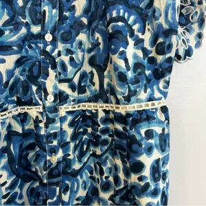 House of Harlow Melba Blue Floral Ruffle Button Front Sleeveless Mini Dress XS thumbnail 10