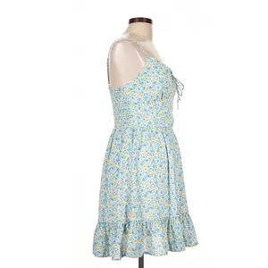 Altar'd State White Blue Eloise Floral Mini Dress Ruffle Hem Large Cottagecore thumbnail 5