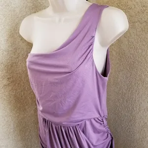 NWT Jennifer Taylor purple shoulder halter dress L thumbnail 4