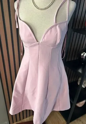 Zara pink Barbie body contour dress size S NWT short sexy thumbnail 1