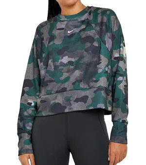 Nike Rebel Camo Dri-fit Crop Jersey Sweatshirt Camouflage Women’s Size XL thumbnail 9