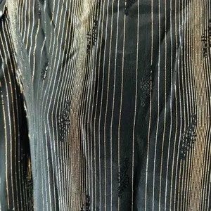 Vintage 80s Black Gold Silver Shimmer Long Sleeve Dress size 7 / 8 Shangri La thumbnail 8