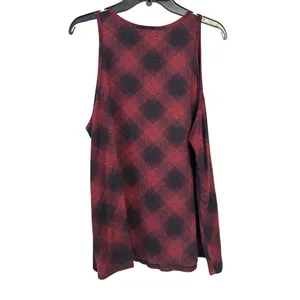 Maurices Super Soft Ribbed Fabric Tank Top Sx XXL plaid print‎ button thumbnail 3