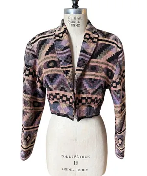 Vintage Urban Oasis Westernwear Cropped Blanket Jacket Size Small thumbnail 1