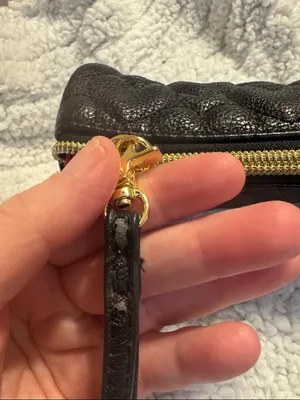 Betsey‎ Johnson Black Quilted Heart Cosmetic Pouch with Wrist Strap thumbnail 3