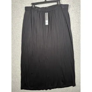New Daisy Fuentes Maxi Skirt Black XL Womens Pull On Elastic Waist Stretch‎ Thin thumbnail 9