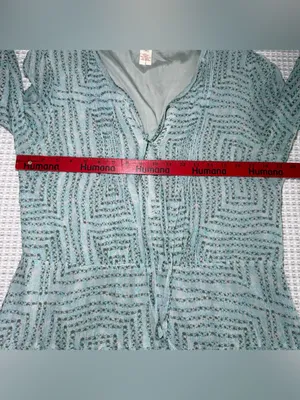 Sundance Womens Size 16 Teal Silk Long Sleeve Dress Maxi V Neck Tie Boho Lined thumbnail 4