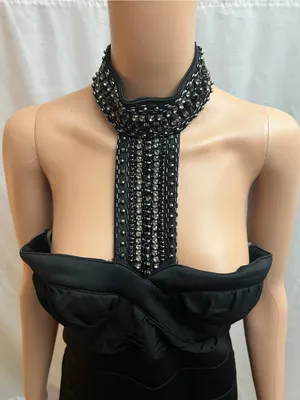 Grass Collection Black Rhinestone Halter Bodycon Cocktail Dress Size 11 thumbnail 2