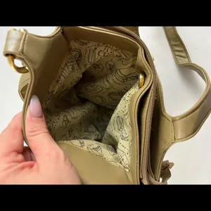 Vintage yellow green multi pocket shoulder hand bag purse thumbnail 5