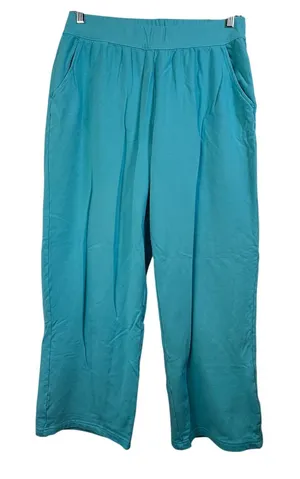 Fresh Produce Womens Turquoise Blue Cropped Sweatpants Elastic Waist USA‎ Large thumbnail 1