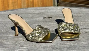 Marc Fisher‎ Norsa Block Heel Braided Sandal gold Leather classy fall size 7.5 thumbnail 1