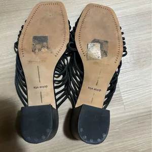 Dolce Vita Black Delana Woven‎ Leather Sandals 7.5 Block Heel thumbnail 3