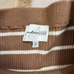 Freshman 1996 Brown Striped Ribbed Knit Long Pull On Skirt with Slit Size XS thumbnail 6