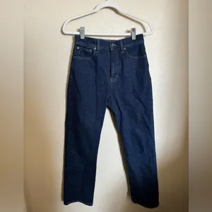 MADEWELL 90’s High‎ Rise Straight Size 26 in Norman Wash Dark Wash Blue thumbnail 3