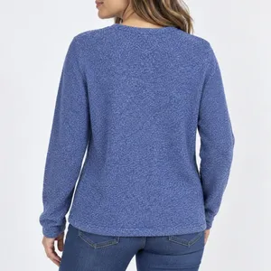 Vintage LL Bean Blue Marled Chunky Knit Cotton Crew Neck Pullover Sweater XL thumbnail 2