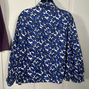 Sandro Blue and White Print Women’s Big Button  Blazer Size 1X EUC thumbnail 5
