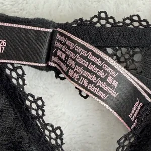 Victoria's Secret Black Floral Lace‎ Bralette Unlined Wireless Scalloped M DL3 thumbnail 4
