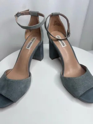 Steve Madden Mirna Gray Suede Ankle Strap Block Heel Sandals 8.5(SH126) thumbnail 7