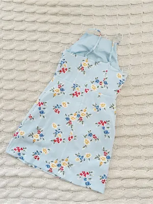 French Connection Light Blue Floral High Neck Dress thumbnail 4