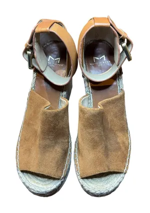 Marc Fisher LTD Shoes Womens Size 7.5 Brown Suede Espadrille‎ Wedge Sandals thumbnail 1