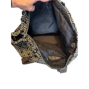 Geometric Patterned Tote Bag With Adjustable Straps & Zipper Closure Black thumbnail 5