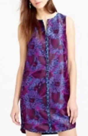 J Crew Sleeveless Floral Print Jacquard Shift Dress in Midnight 0 thumbnail 1