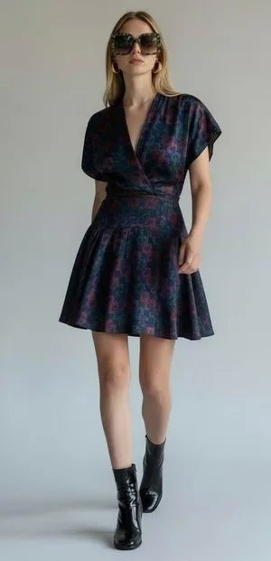Anthropologie Trovato 100% silk Jewel Tone mini Party dress Spring Summer flirty thumbnail 2