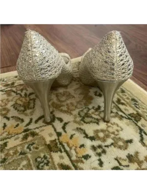 Audrey Brooke Silver Metallic Peep Toe Platform Heel Cocktail Wedding Prom thumbnail 9