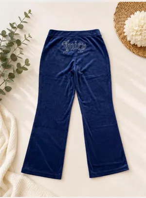 Juicy Couture Navy Blue Rhinestone Logo Velour Sweatpants Size L NWT🦋 thumbnail 6