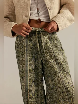 NWT Free People Dahlia Wide-Leg Pants Lemongrass Combo MSRP $198 Size 4 thumbnail 12