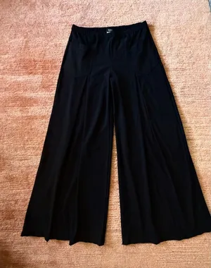 SAH Family Black Wide Leg Ankle Pants Size FR 40 Made in France Stretch Travel Y thumbnail 1