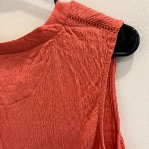 Anthropologie Nia Burnt Orange Ladder‎ Stitch Boho Button Down Tunic Top L NEW thumbnail 6