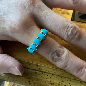 Premium Kingman Turquoise Sterling Silver Ring Size 8 Blue thumbnail 4