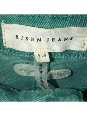 Risen Jeans Women’s Cargo Wide Leg Pants Size 9/29 Green Stretch Denim thumbnail 6