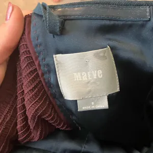 Maeve Anthropologie Maroon Black Strapless Blouse thumbnail 7
