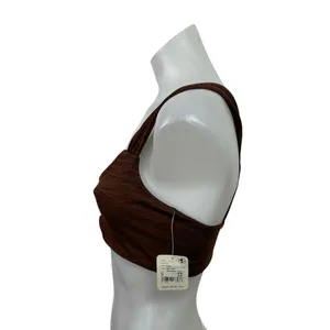 NEW Free People FP Movements Brown Ruched Athletic Sports Bra Crop Tank Top S thumbnail 2