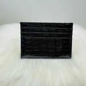 Faux Crocodile Black Embossed Glossy Small Dog Card Holder Wallet thumbnail 2