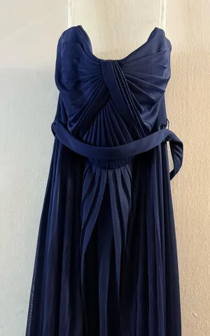 David’s Bridal Navy/Marine Maxi Brides Maid‎ Dress Size 0 thumbnail 1
