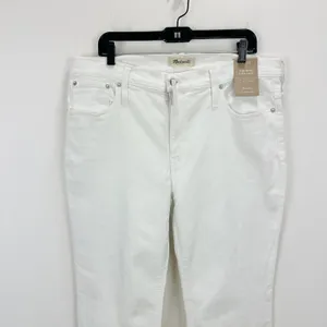 Madewell Kick Out Crop Jeans Pure White Stretch Mid Rise Flare NI961 US 33 NWT thumbnail 9