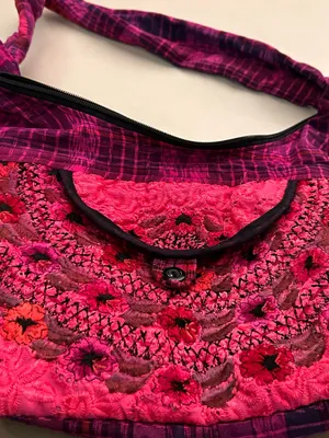 Vibrant Pink Plaid Shoulder Bag with Padded Strap thumbnail 2