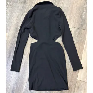 Urban Outfitters Cutout Mini Dress Womens Medium Black Ribbed thumbnail 5
