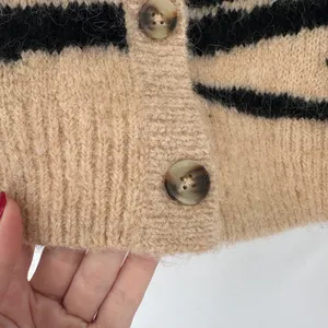 Madewell Deville Cardigan‎ Sweater in Tiger Stripe Size XXS Alpaca Wool Blend thumbnail 6