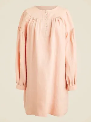 J. Crew Gathered popover dress in linen Peach Clay Size Small NWT thumbnail 2
