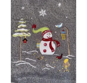 Breckenridge Women's 2X XXL Christmas Cardigan Sweater Vest Winter Snowman Gray thumbnail 2