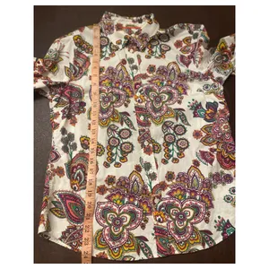 Talbots Petite MP Floral Paisley Button‎ Down Shirt 100% Cotton Western Boho thumbnail 6