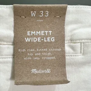 NWT Madewell The Emmett Wide-Leg Crop Jean: Welt Pocket Edition NO602 Tile White thumbnail 6