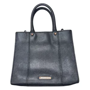 Rebecca Minkoff Black Leather Mini Handbag Tote Purse Classic Small Preppy thumbnail 2