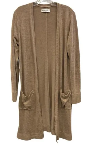 Abercrombie & fitch brown long cardigan with pockets Lagenlook academia Medium # thumbnail 1